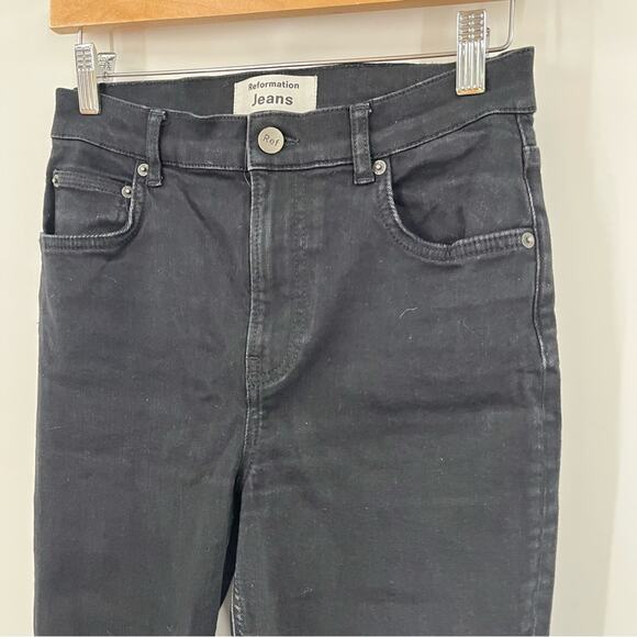 Reformation Black 27x29 high and‎ skinny Jean 0510 faded black destroyed - Picture 2 of 11